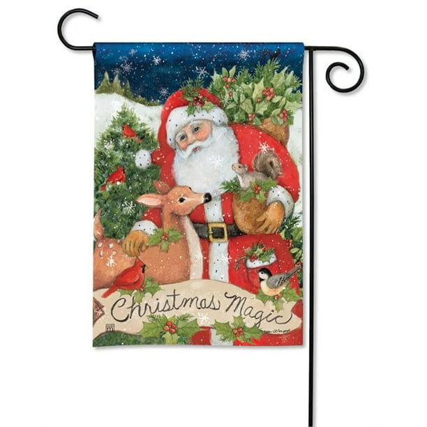 Believe in Christmas Magic Small Santa Garden Flag Appliqued 11" X 15" 